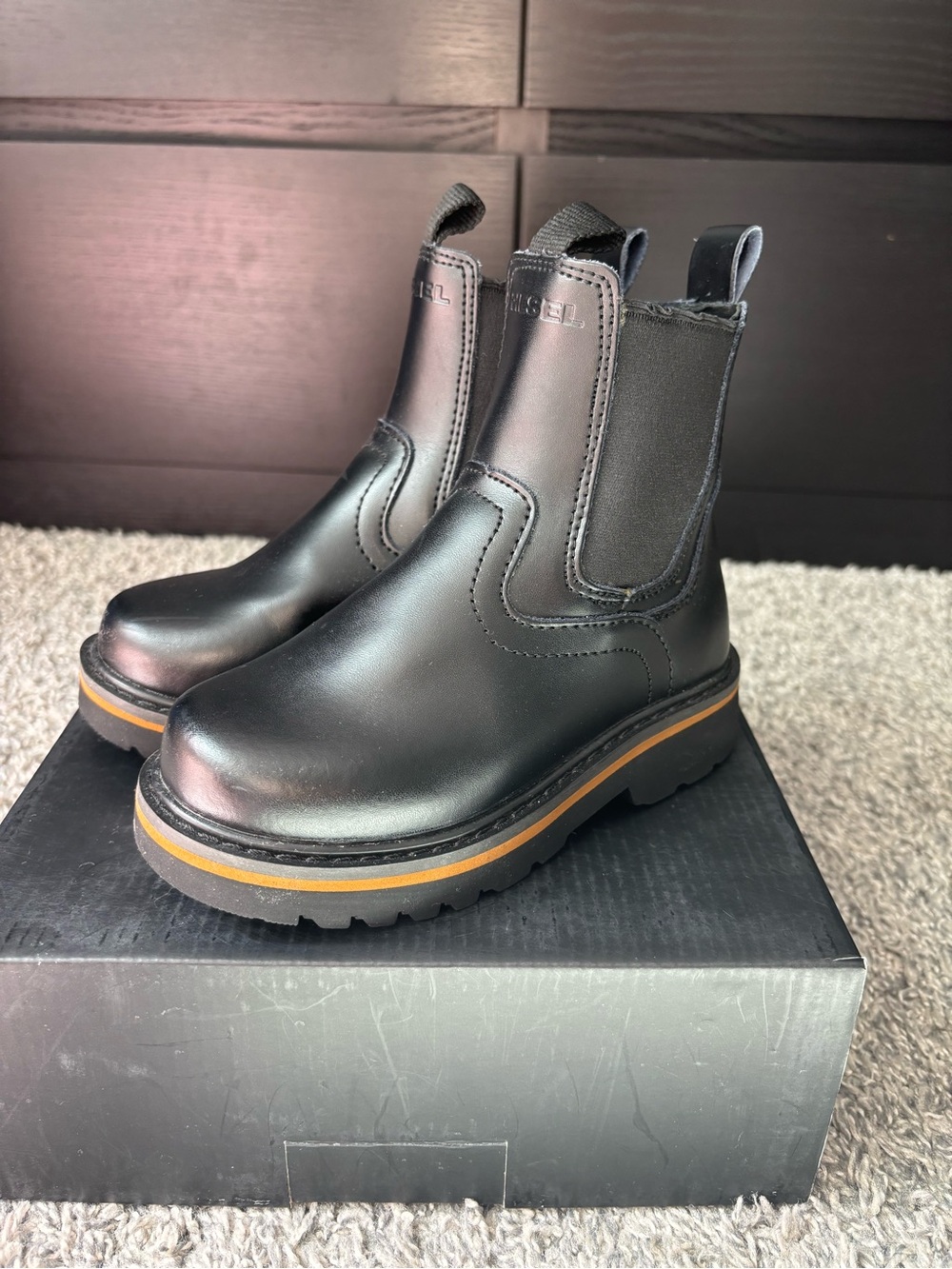Diesel Kids Black Leather Chelsea Boots (EU 27 / US 10) Unisex